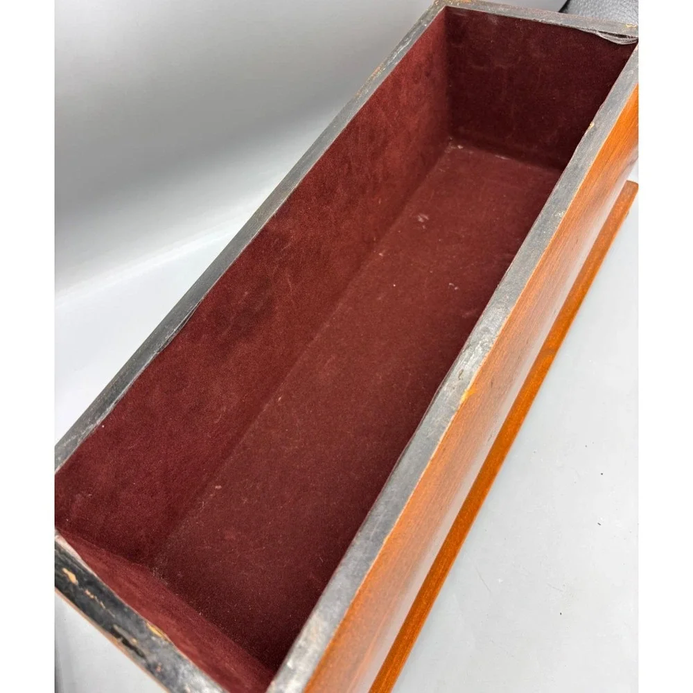 Vtg Hand‎ Painted Wooden Box Floral Design w/ Lid Storage Decorative